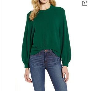J. Crew Green Supersoft Gathered Crewneck Alpaca Wool Sweater XS